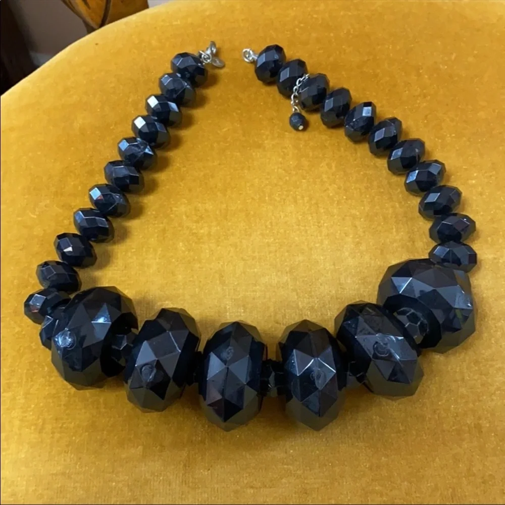 🖤 VTG LYDELL NYC Huge Jet Black Beaded Statement Necklace
